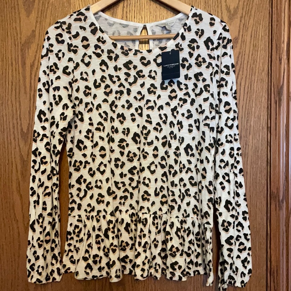NWT LUCKY BRAND Leopard Print Long Sleeve Top size Small